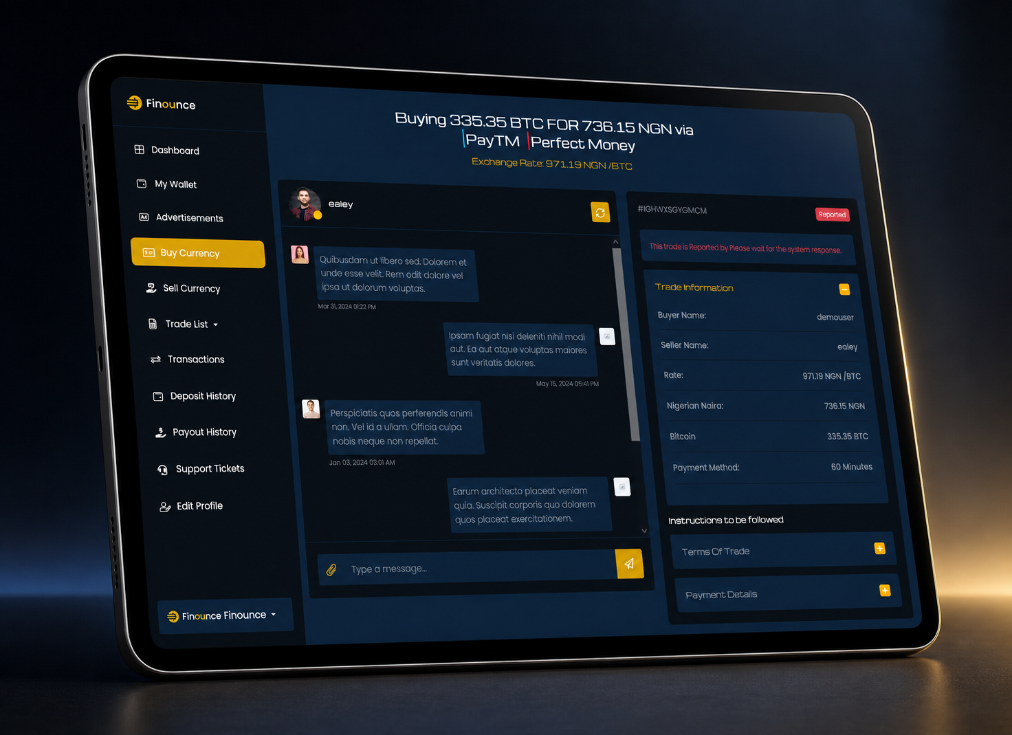 Finounce P2P Crypto Exchange Platform