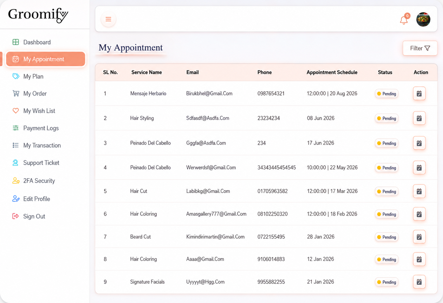 Customer Appointment Management