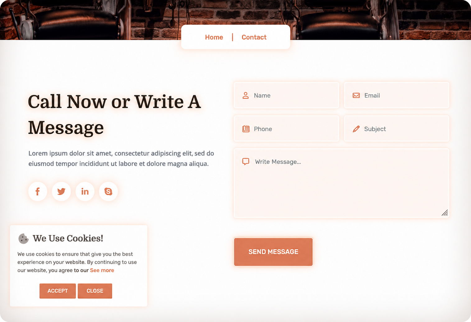 Business Contact and Inquiry Page