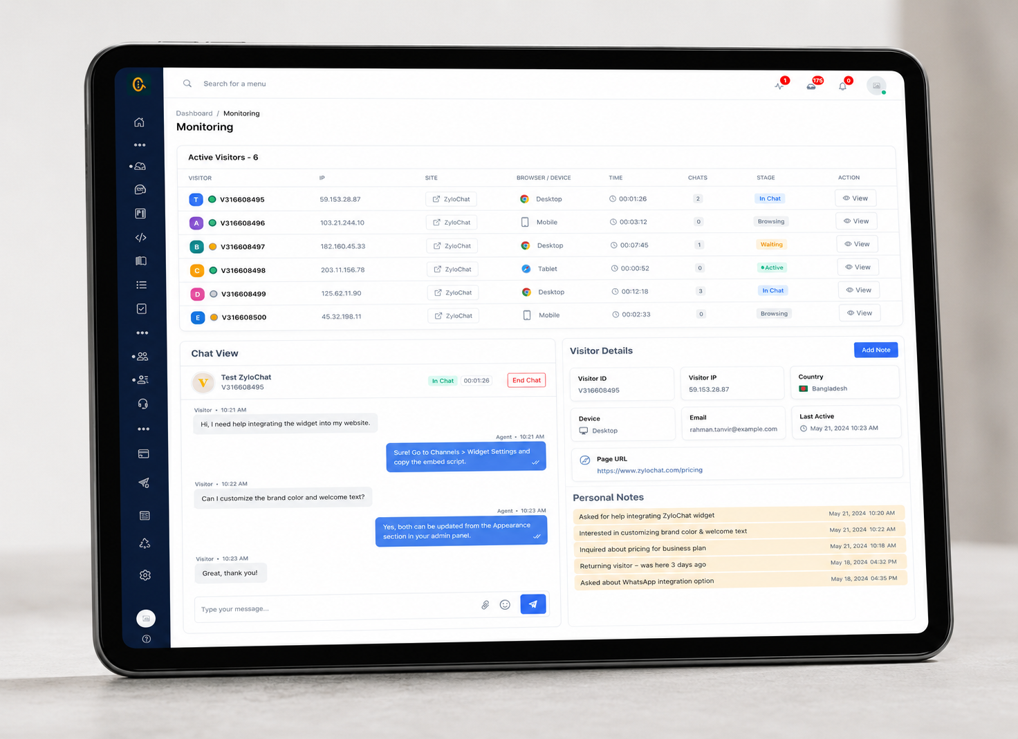 Zylochat Real-Time Live Chat & Visitor Tracking Platform